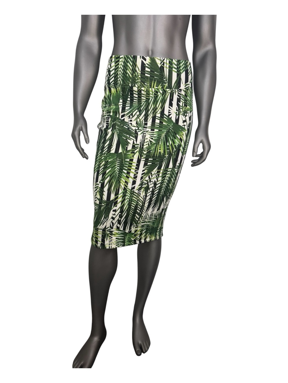 Thalia Sodi Skirt Women’s M Striped Botanical Floral Straight Midi Stretch Palm